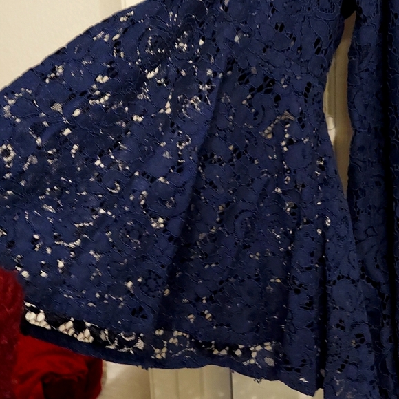 Roaman's Fully Lined Navy Linen Top - Picture 4 of 5